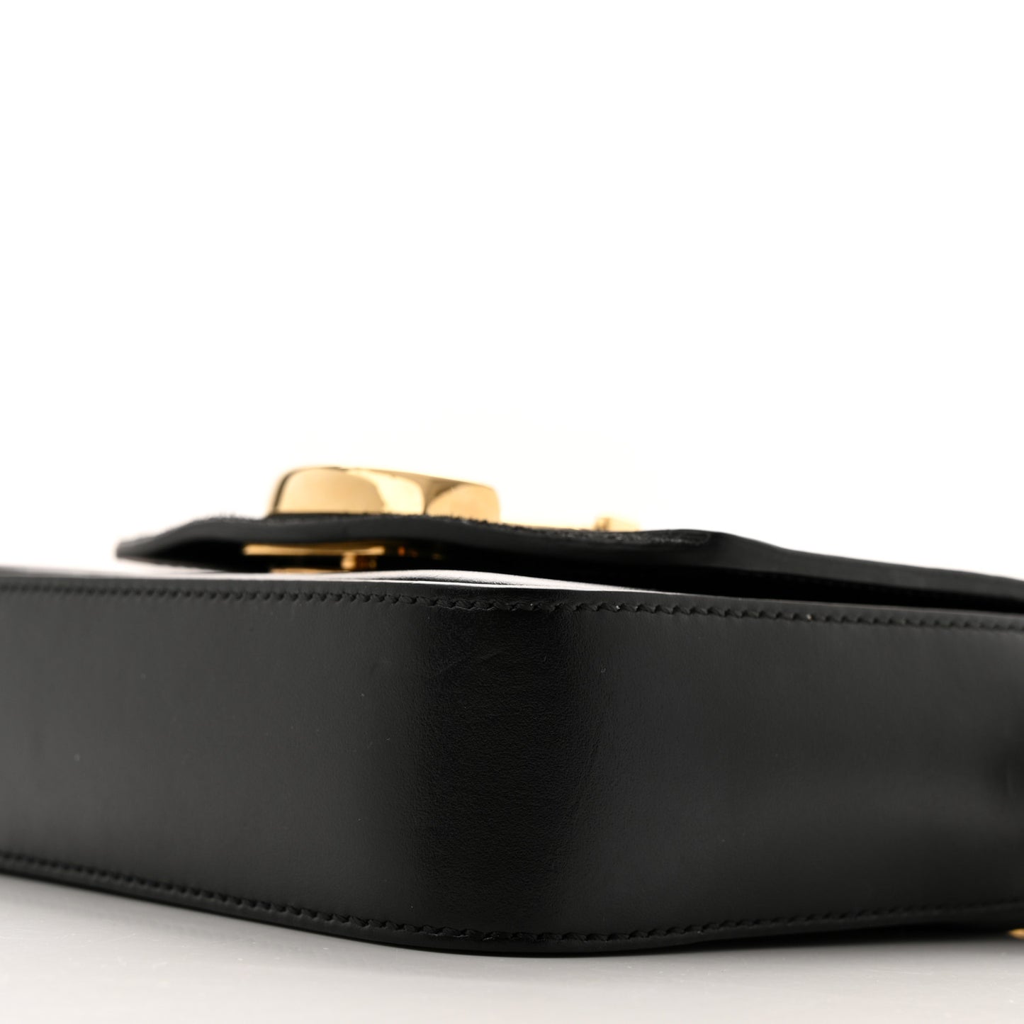 Shiny Calfskin Suede Mini C Double Carry Black