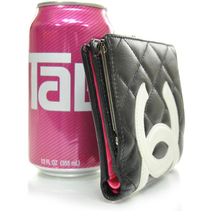 Chanel Calfskin Quilted Cambon Bi-Fold Wallet Black White 3 of 10