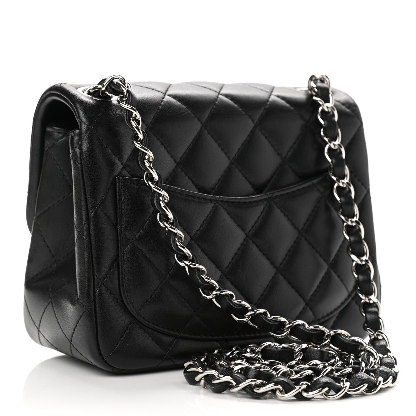 Lambskin Quilted Mini Square Flap Black