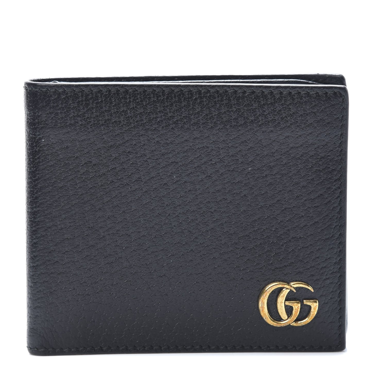 Calfskin Boar Effect GG Marmont Bi-Fold Wallet Black