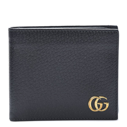 Gucci Calfskin Boar Effect GG Marmont Bi-Fold Wallet Black 1 of 8
