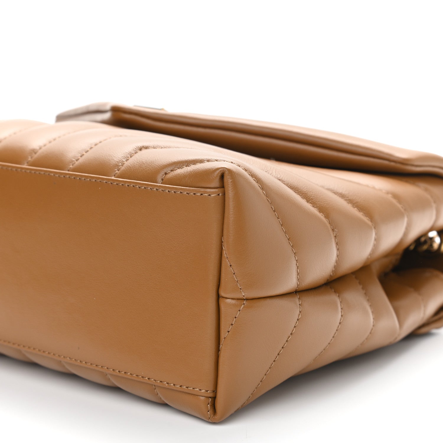 Saint Laurent Calfskin Y Quilted Monogram Small Loulou Chain Satchel Dark Natural 10 of 11
