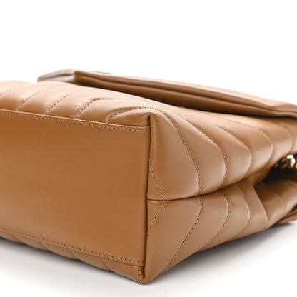 Saint Laurent Calfskin Y Quilted Monogram Small Loulou Chain Satchel Dark Natural 10 of 11