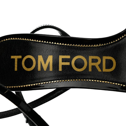 Tom Ford Patent Padlock Stiletto 105mm Sandals 37.5 Black 6 of 9
