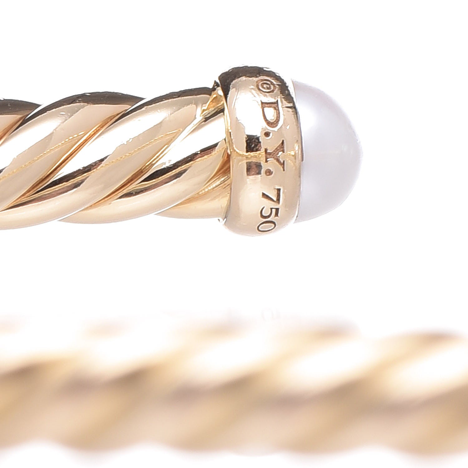 David Yurman 18K Yellow Gold Pearl 4mm Cablespira Bracelet 4 of 4