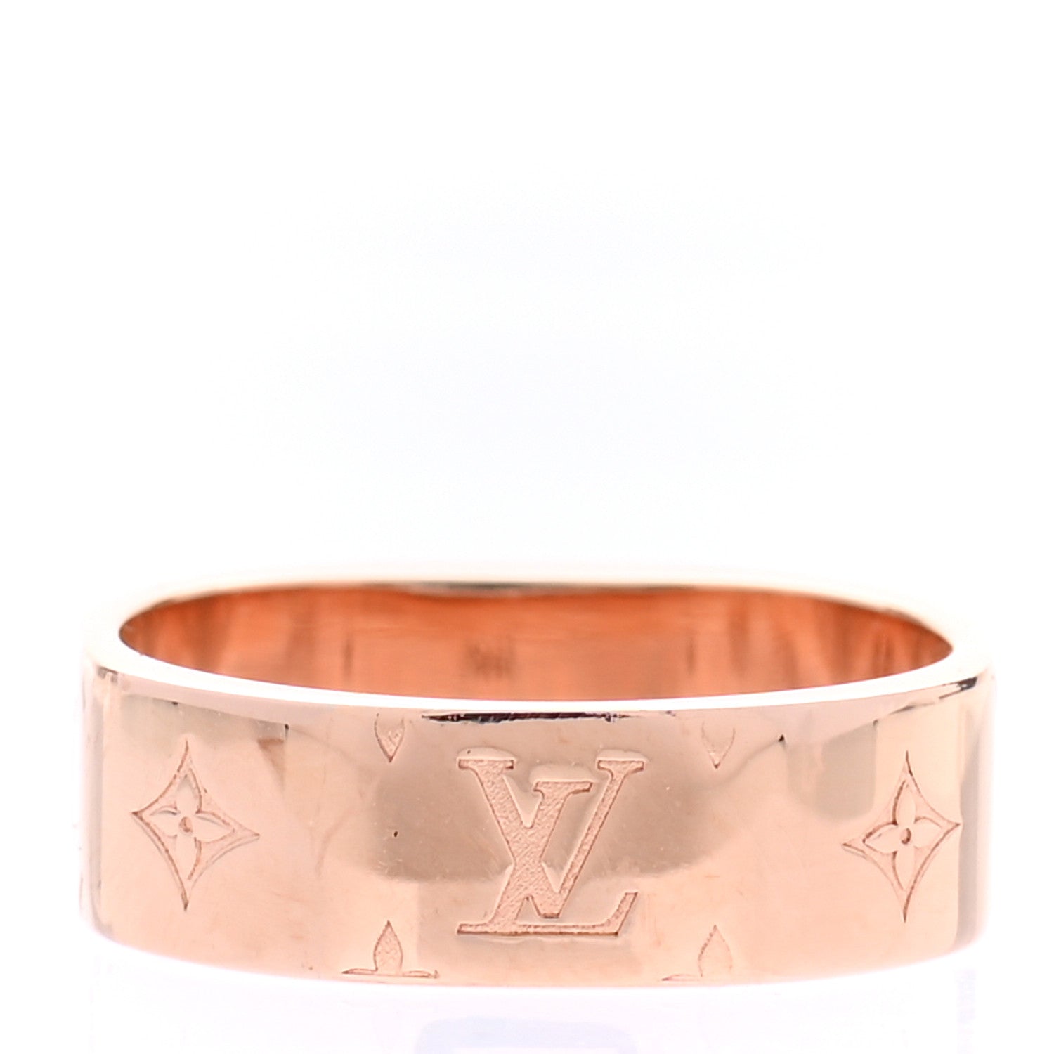 Louis Vuitton Brass Monogram Engraved Nanogram Ring M Pink Gold 3 of 7