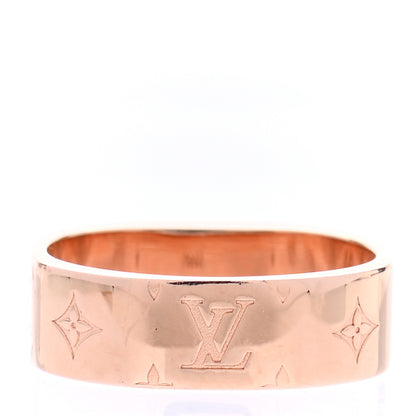 Louis Vuitton Brass Monogram Engraved Nanogram Ring M Pink Gold 3 of 7