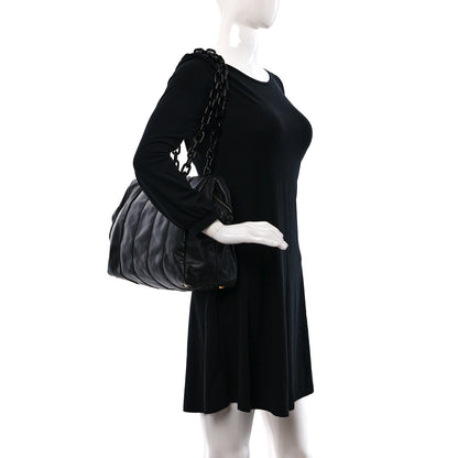 Prada Soft Calf Bauletto Chain Shoulder Bag Black 2 of 9