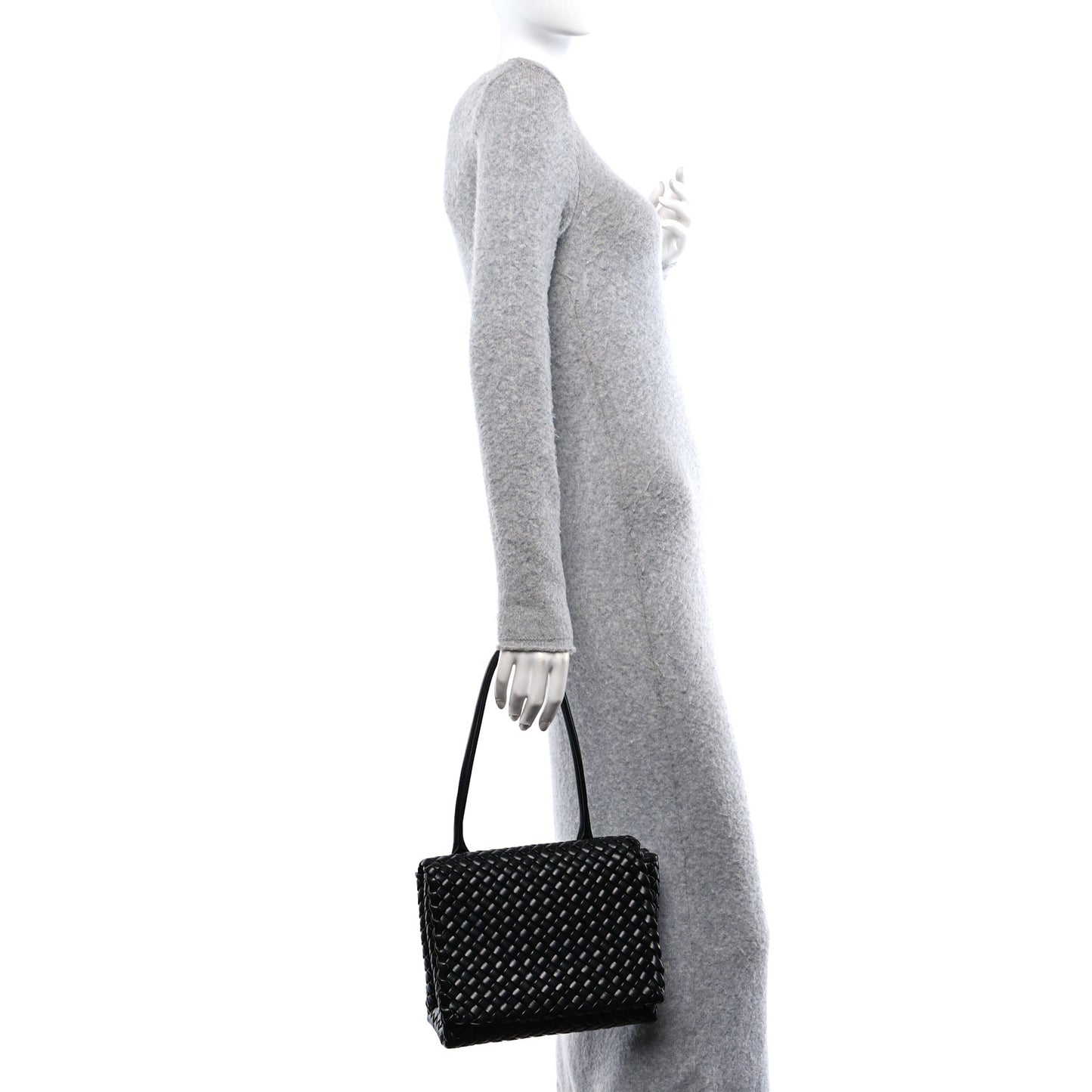 Nappa Intrecciato Patti Top Handle Bag Black