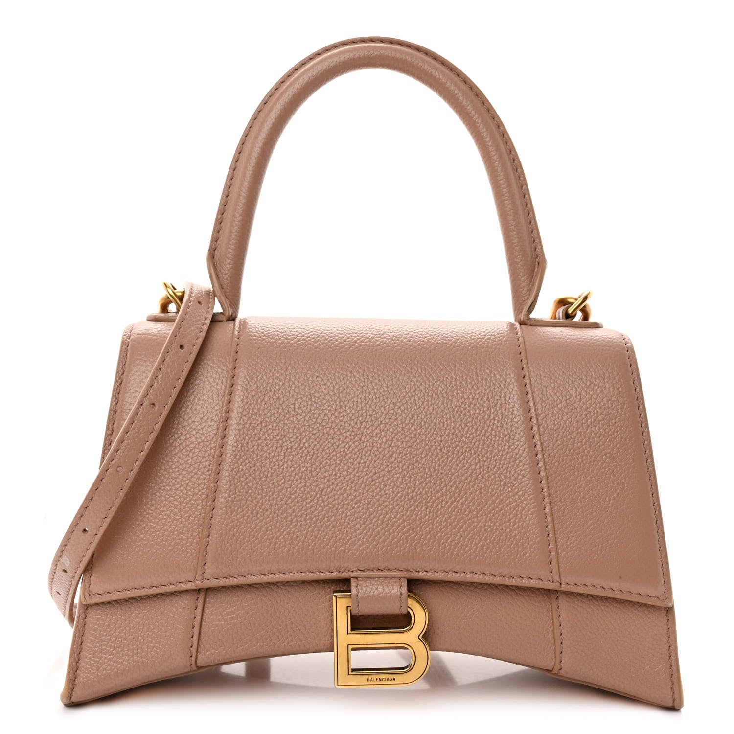 Balenciaga Grained Calfskin Small Hourglass Top Handle Bag Nude Beige 1 of 13