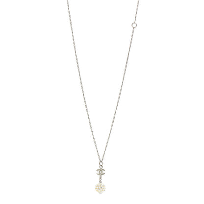 Chanel Crystal CC Drop Necklace Silver 1 of 4