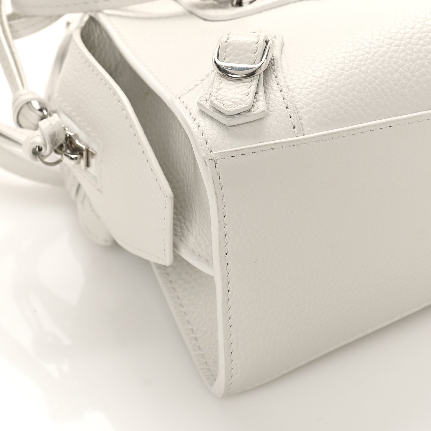 Grained Calfskin Neo Classic Silver Hardware Mini City White