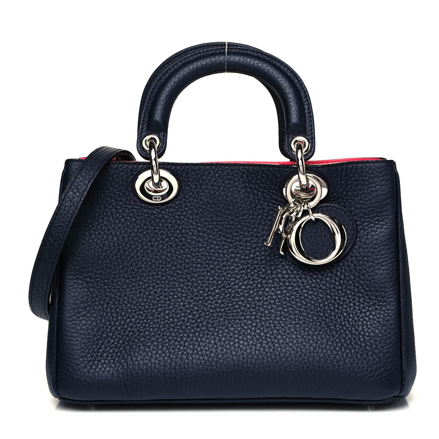 Christian Dior Bullcalf Small Diorissimo Tote Navy Fuchsia 1 of 9