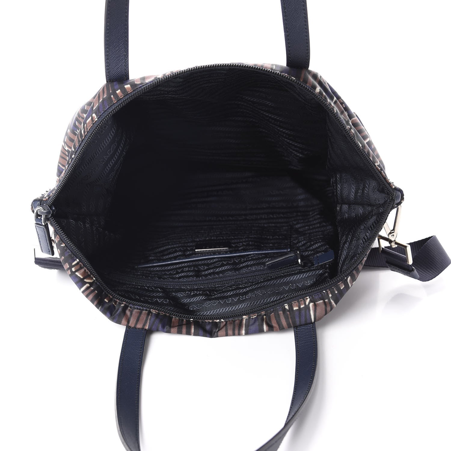 Prada Tessuto Nylon Saffiano Print Tote Oceano Dis 4 of 9