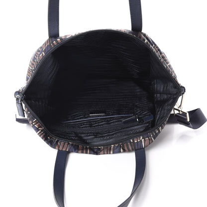 Prada Tessuto Nylon Saffiano Print Tote Oceano Dis 4 of 9