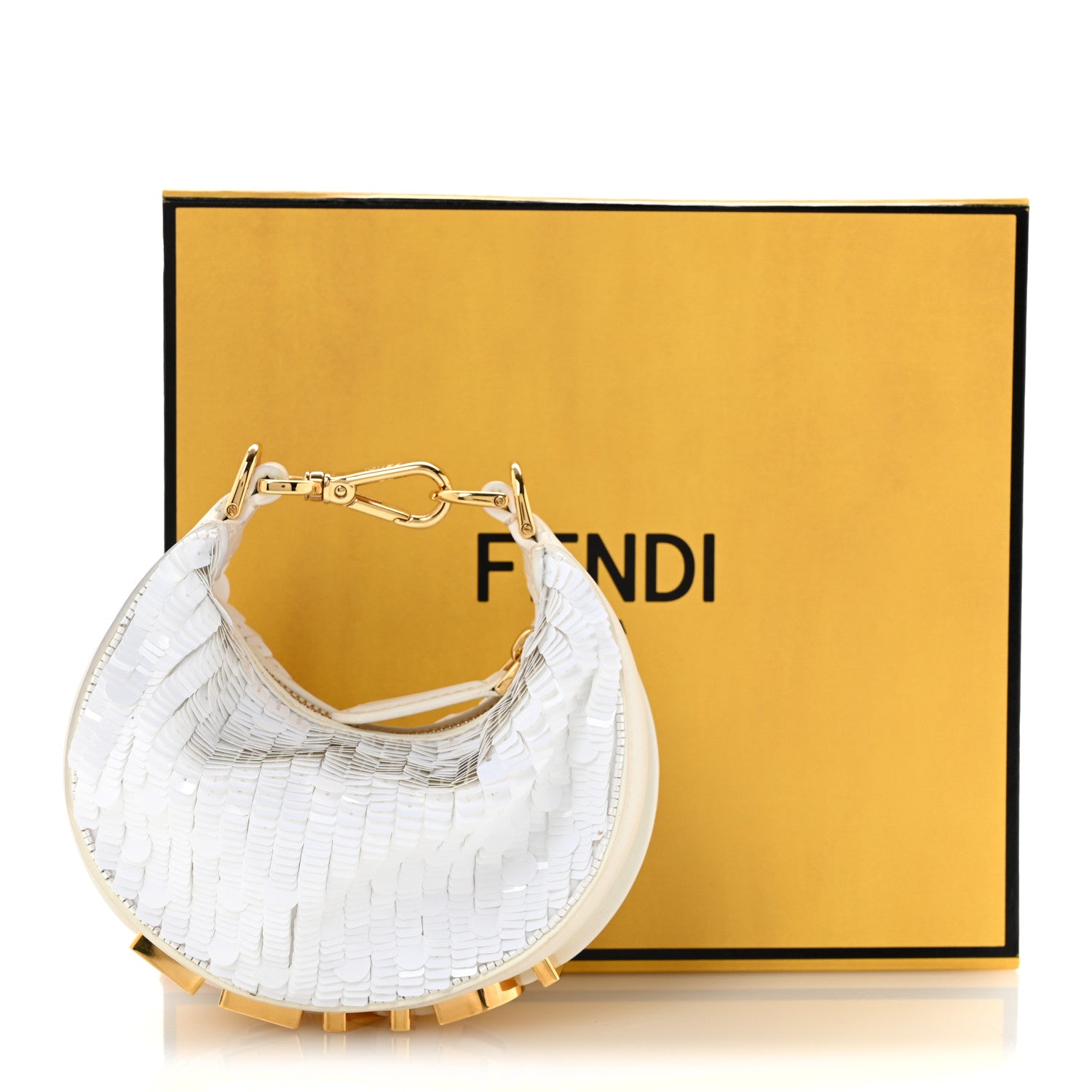 Fendi Sequin Paillettes Shiny Nappa Nano Fendigraphy Hobo Charm Ottico 14 of 14
