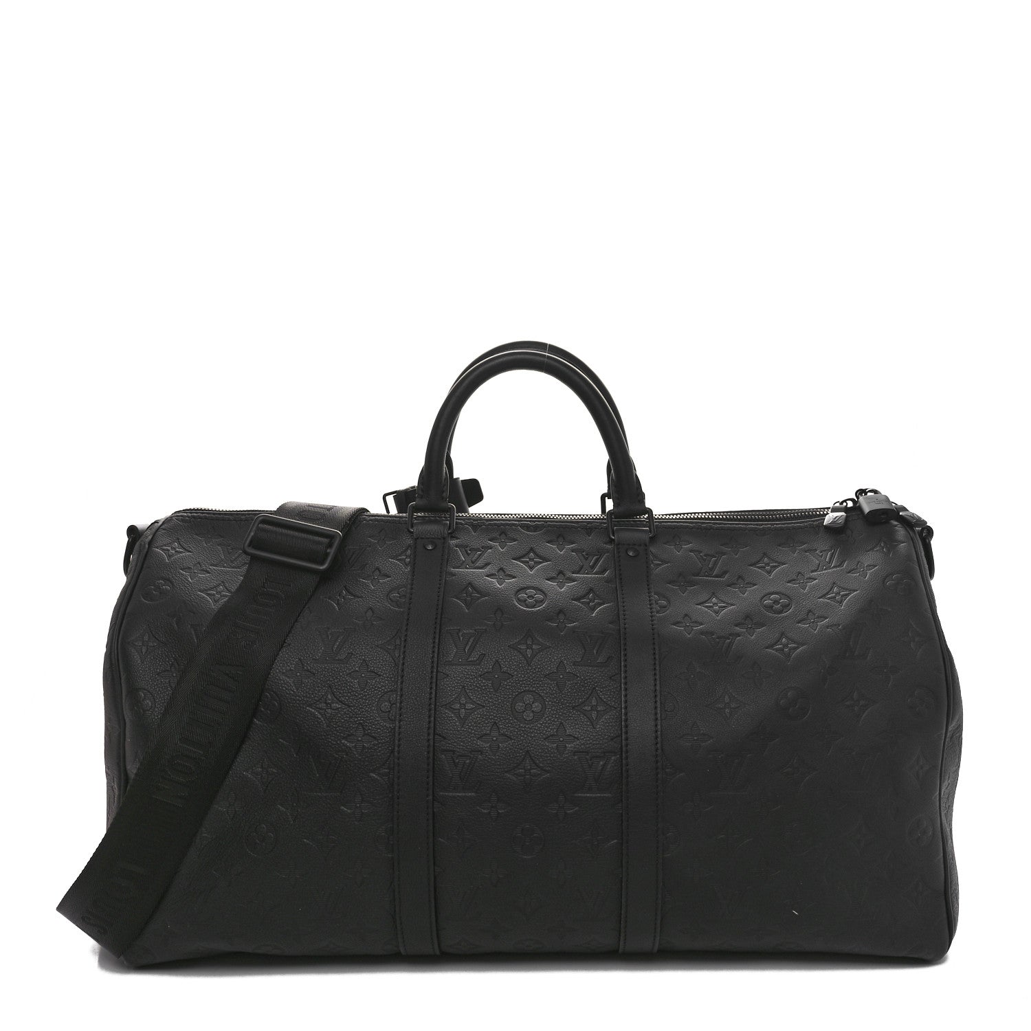 Louis Vuitton Calfskin Shadow Monogram Keepall Bandouliere 50 Black 1 of 9