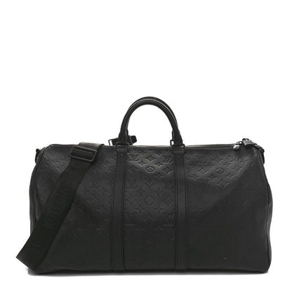 Louis Vuitton Calfskin Shadow Monogram Keepall Bandouliere 50 Black 1 of 9