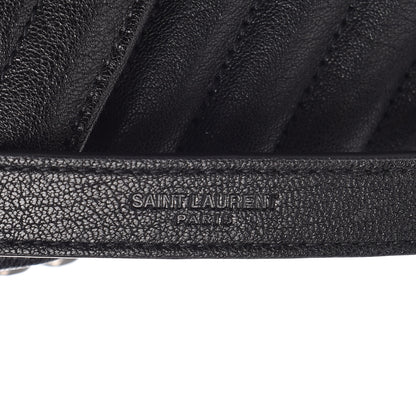 Saint Laurent Sheepskin Matelasse Chevron Monogram Medium College Bag Black 6 of 8