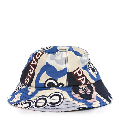 Chanel Cotton Sequin CC Cloche Bucket Hat L Navy Blue Black Beige 6 of 10