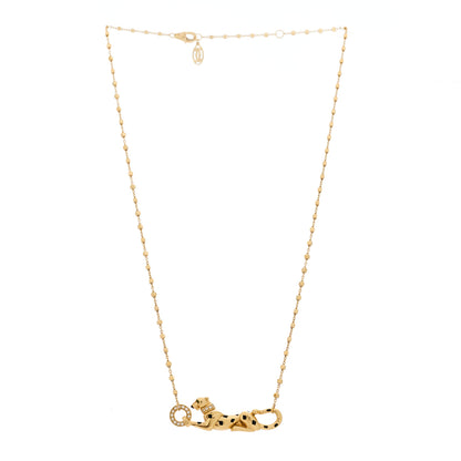 Cartier 18K Yellow Gold Diamond Tsavorite Black Lacquer Panthere De Cartier Necklace 3 of 6