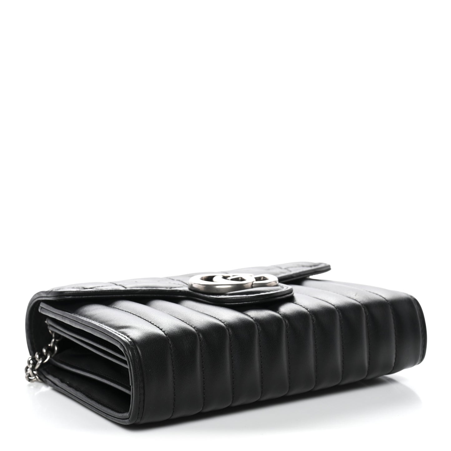 Calfskin Matelasse Aria GG Marmont Chain Wallet Black