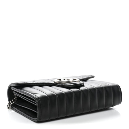 Gucci Calfskin Matelasse Aria GG Marmont Chain Wallet Black 4 of 11