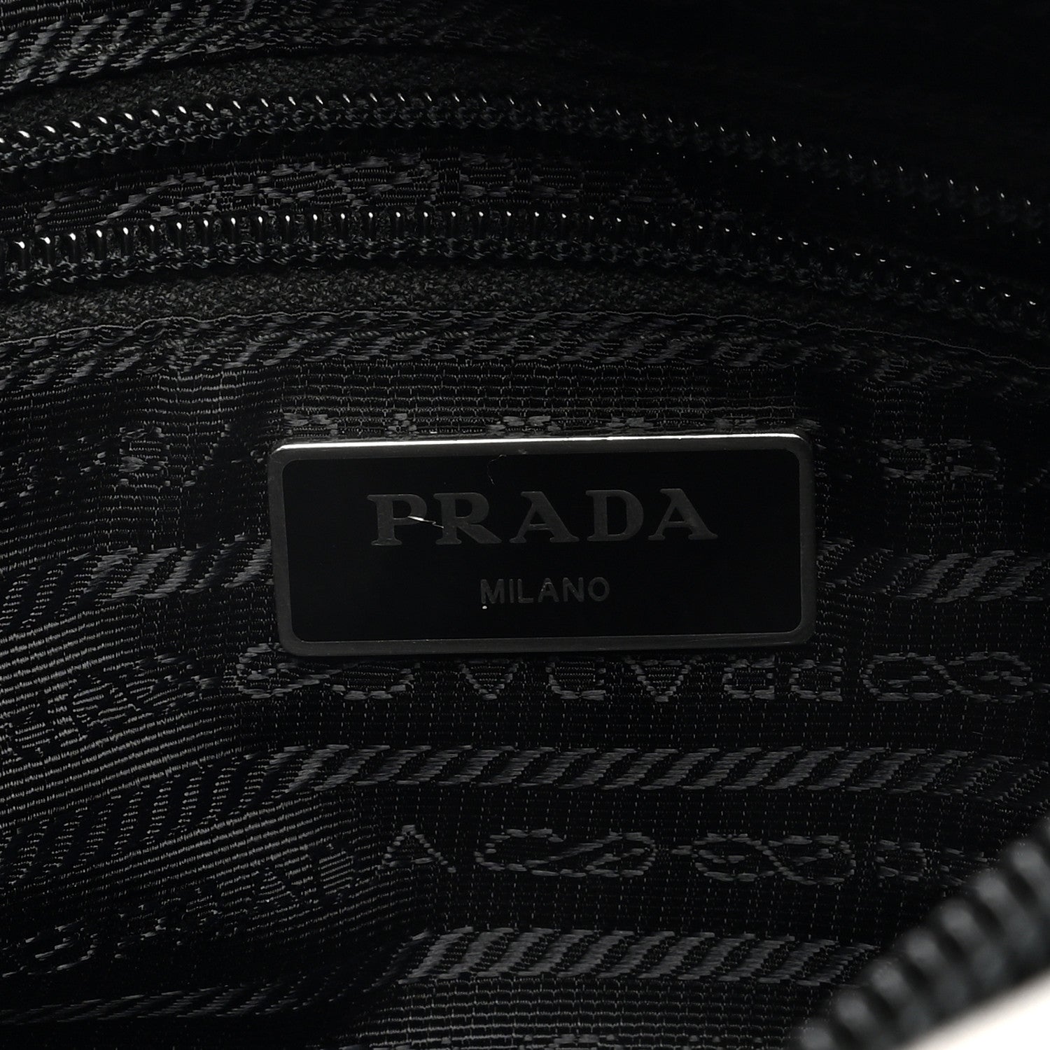 Prada Metallic Tessuto Nylon Metal Studded Shoulder Bag Ferro Black 6 of 9