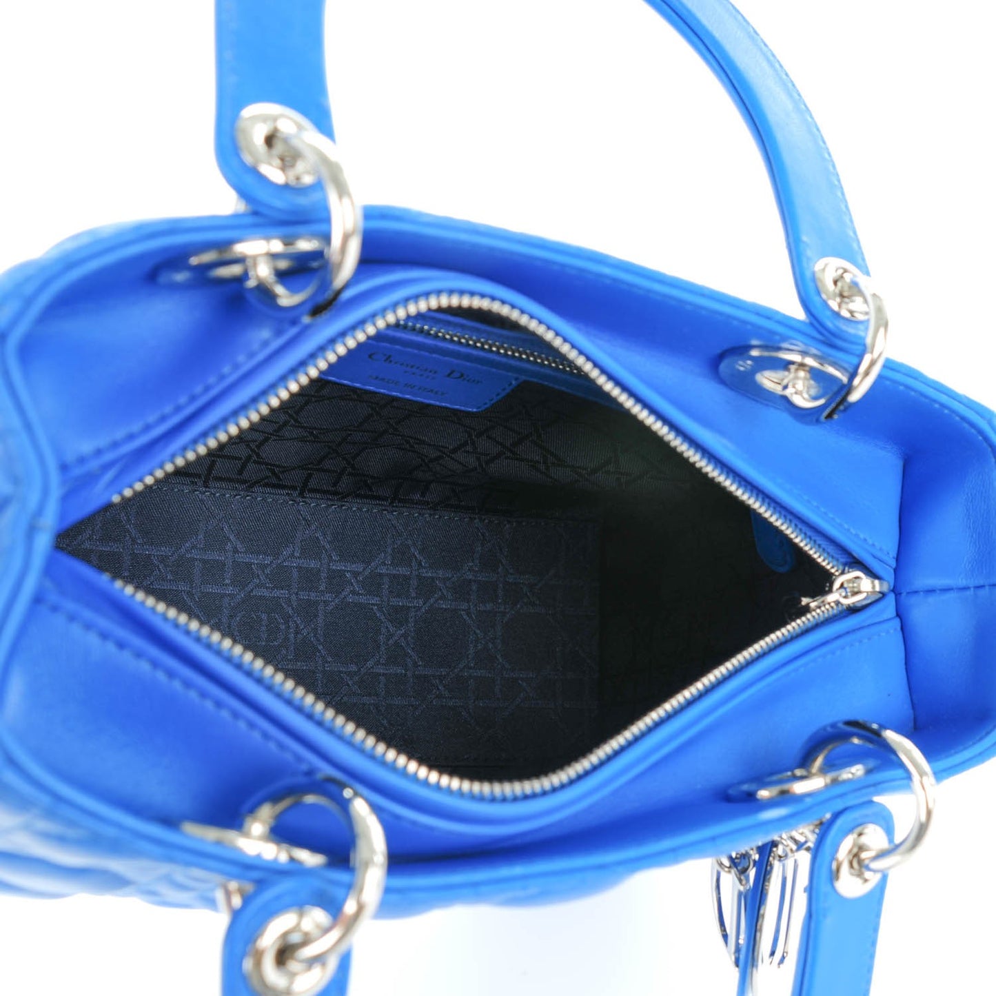 Lambskin Cannage Medium Lady Dior Blue Persan