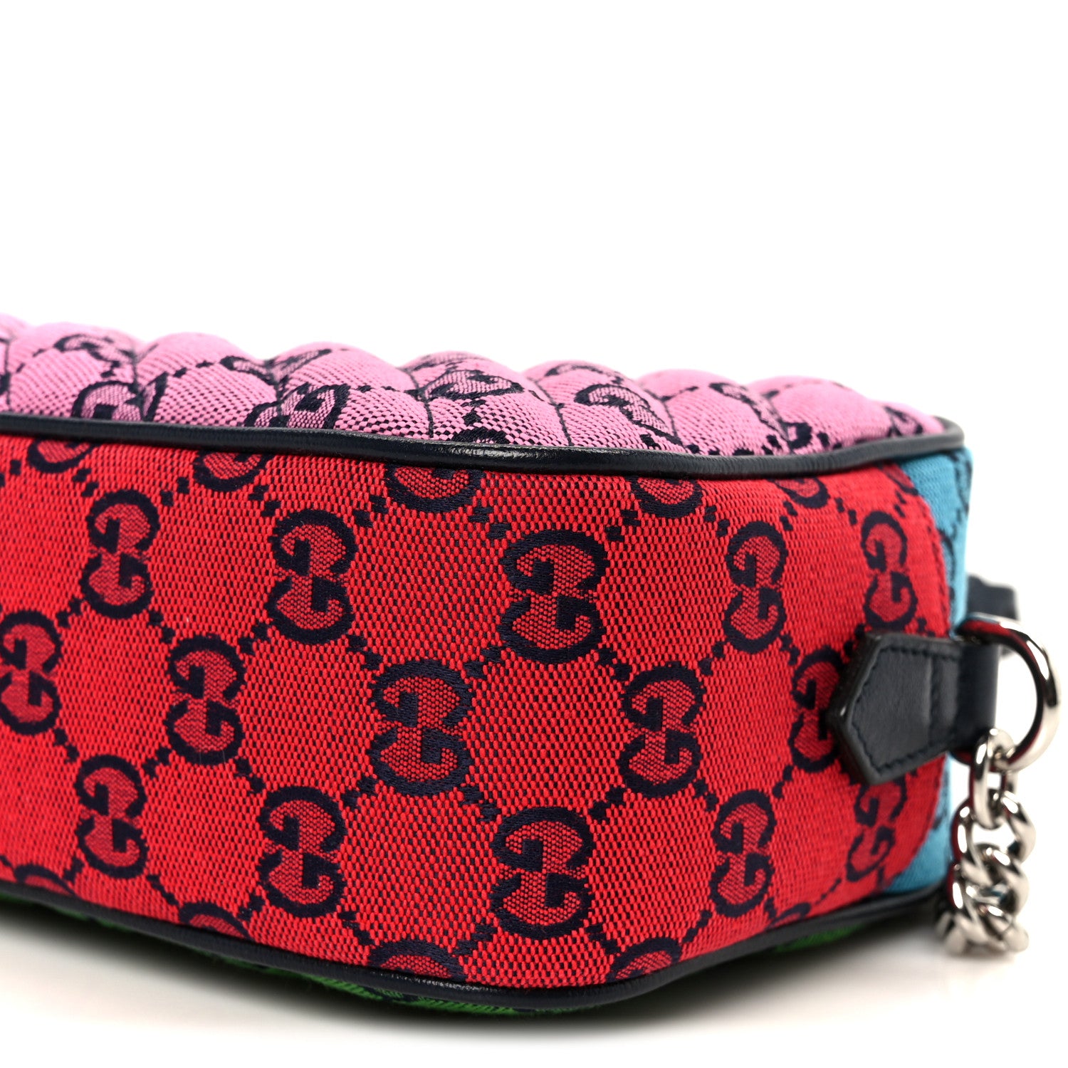 Gucci Monogram Multicolor Matelasse Diagonal Small GG Marmont Chain Shoulder Bag Pink Blue Green Red Light Blue 11 of 12