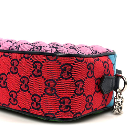 Gucci Monogram Multicolor Matelasse Diagonal Small GG Marmont Chain Shoulder Bag Pink Blue Green Red Light Blue 11 of 12