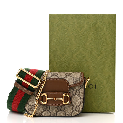 Gucci GG Supreme Monogram Azalea Calfskin Web Horsebit 1955 Wallet On Strap Beige Ebony Brown Sugar 11 of 11