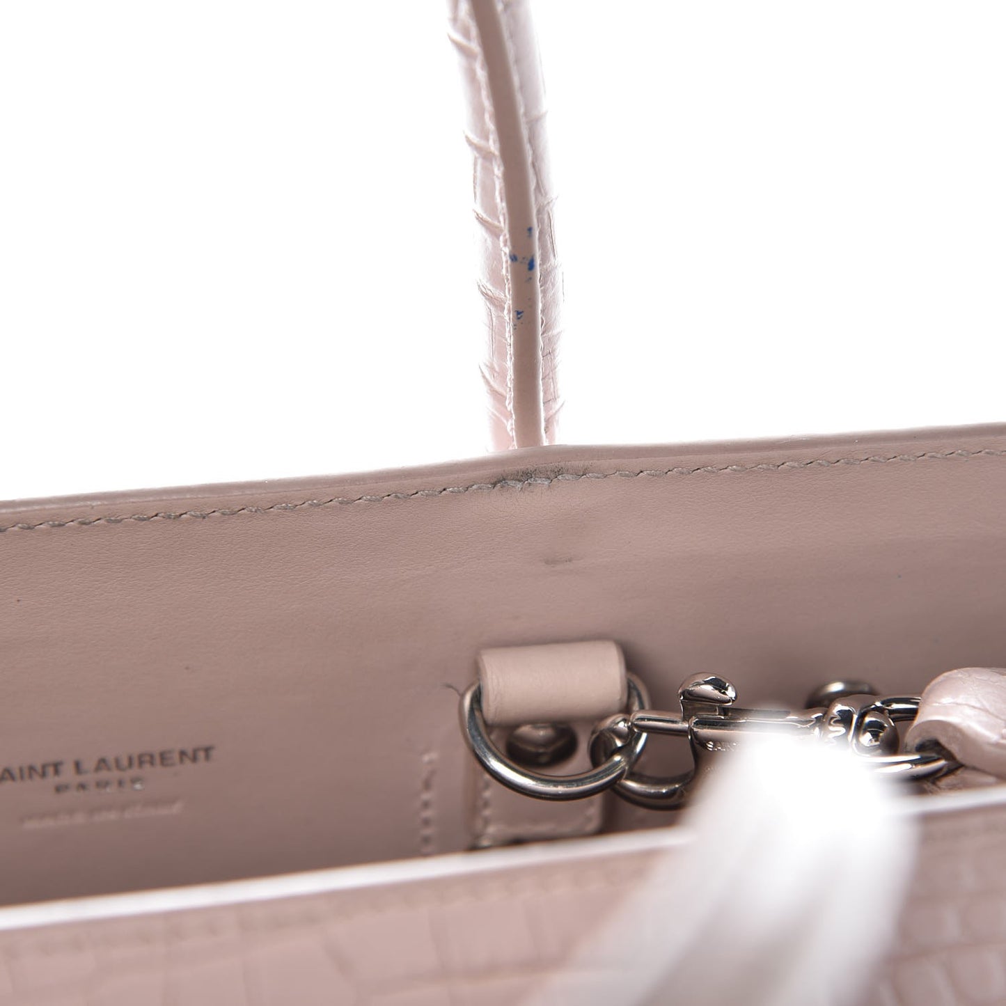 Calfskin Crocodile Embossed Baby Sac De Jour Rose Antic