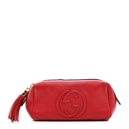 Gucci Pebbled Calfskin Soho Small Cosmetic Case Red 1 of 10