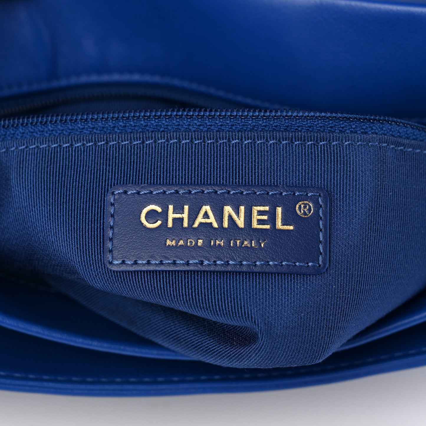 Calfskin Stitched Large Single Flap Royal Blue