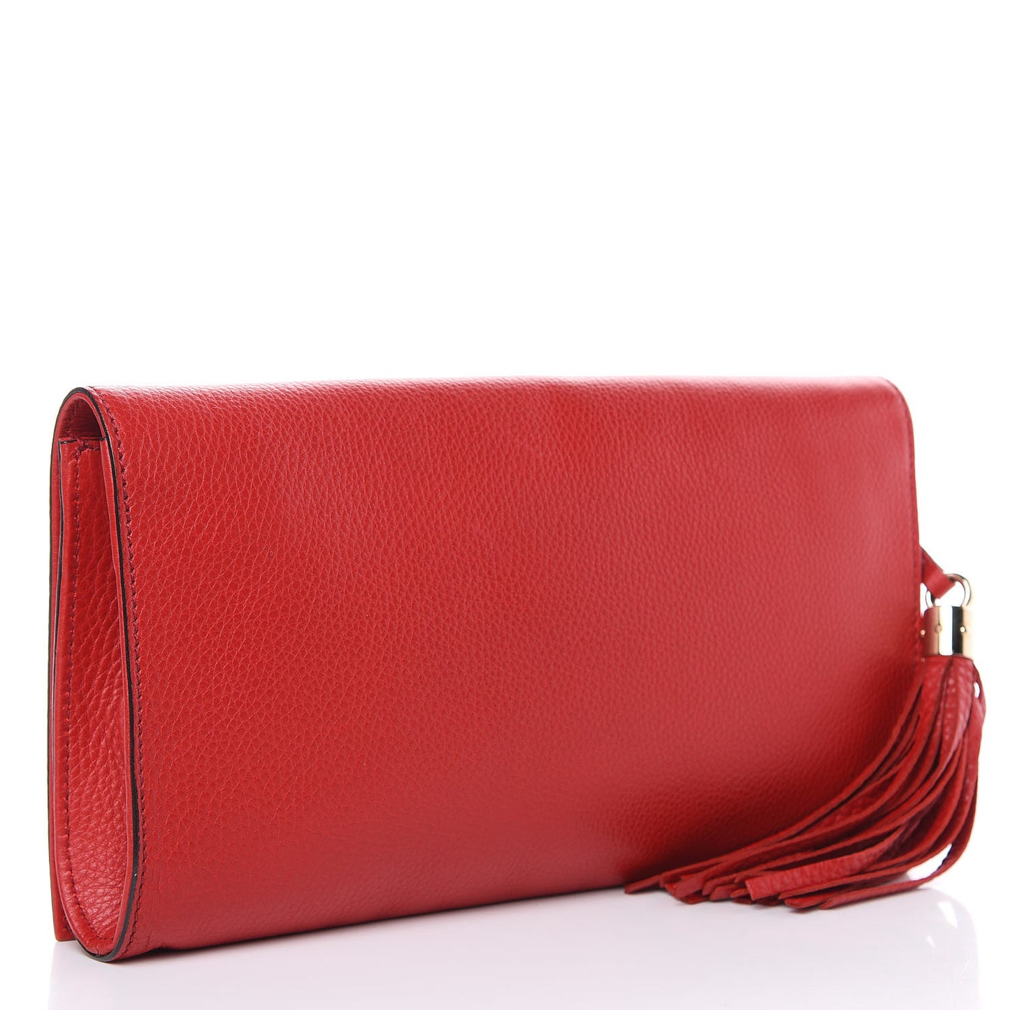 Pebbled Calfskin Medium Soho Clutch Red