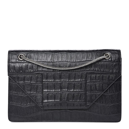 Saint Laurent Calfskin Crocodile Embossed Medium Betty Black 1 of 10