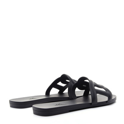 Hermes Rubber Aloha Sandals 37 Black 3 of 10