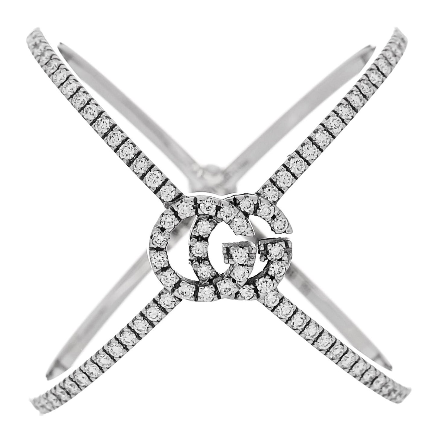 18K White Gold Diamond Running G Cross Ring 51 5.75