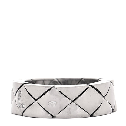 Chanel 18K White Gold Diamond CHANEL Matelasse Ring 55 7.25 3 of 6