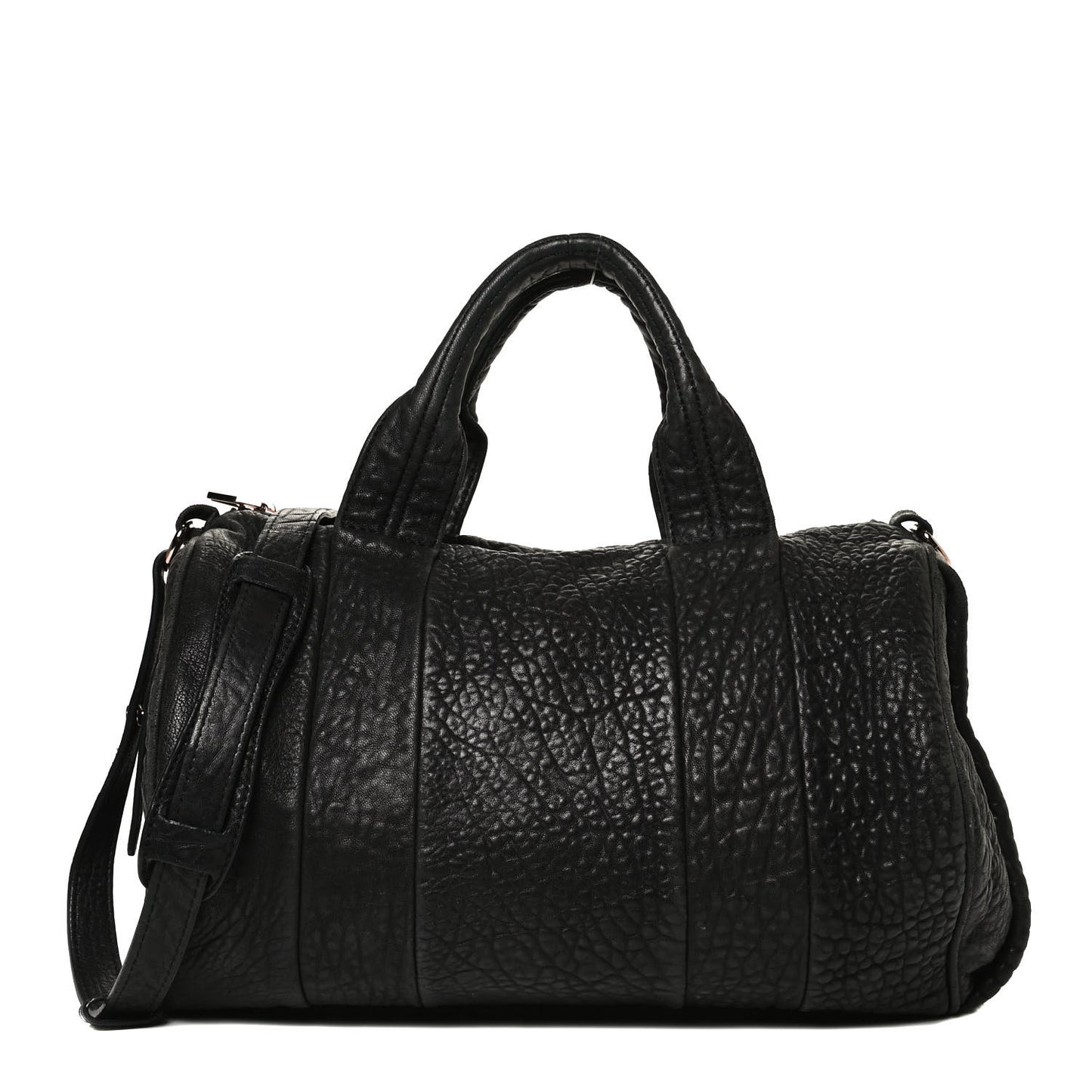 Pebbled Lambskin Rocco Black Rose Gold Hardware