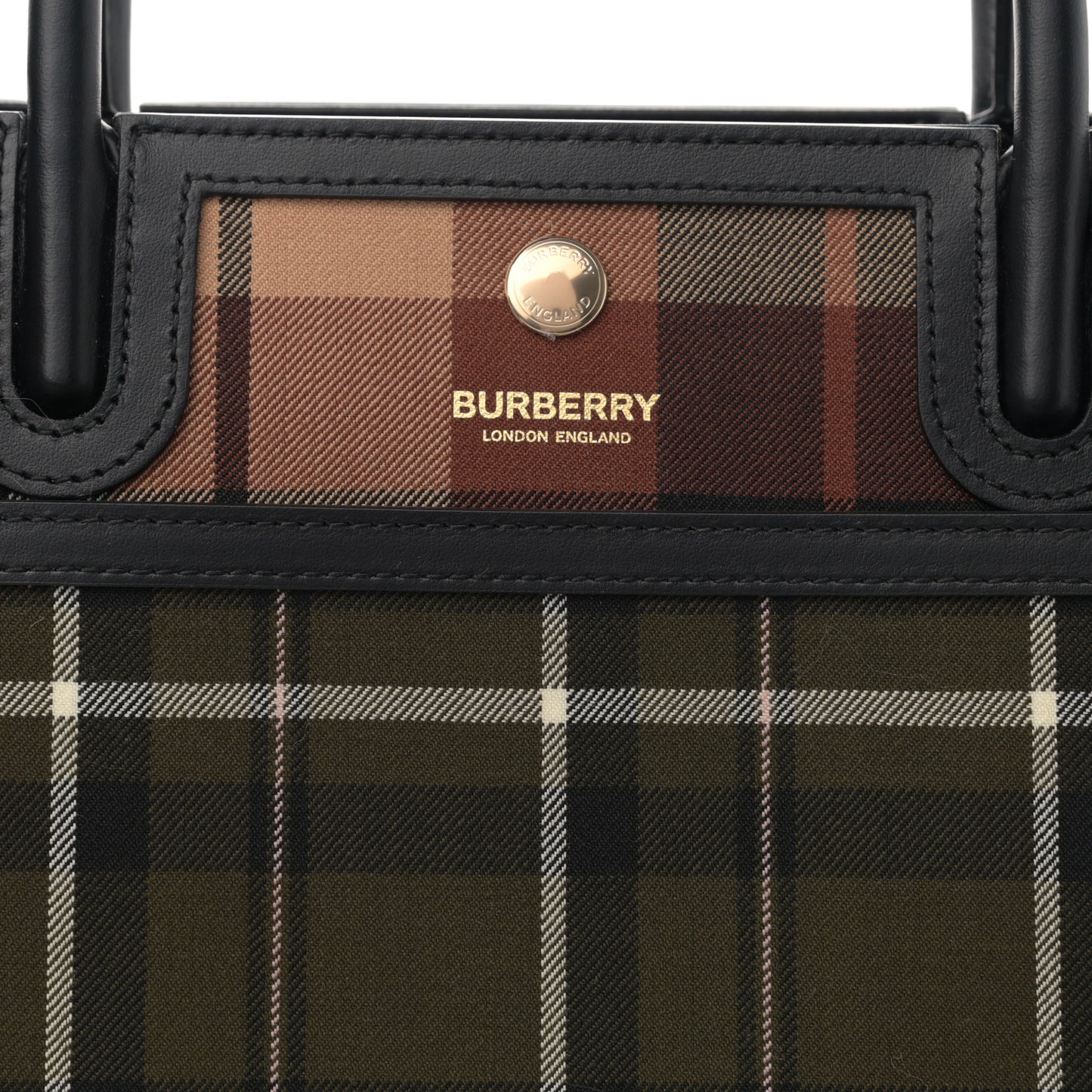 Wool Tartan Two Handle Title Bag Dark Green