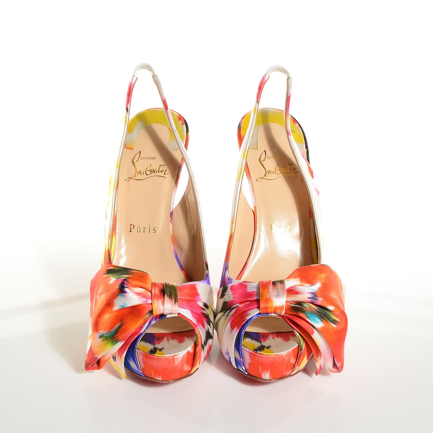 Christian Louboutin Satin Bouquet Vendome Sling 120 Pumps 39.5 Multicolor 2 of 7