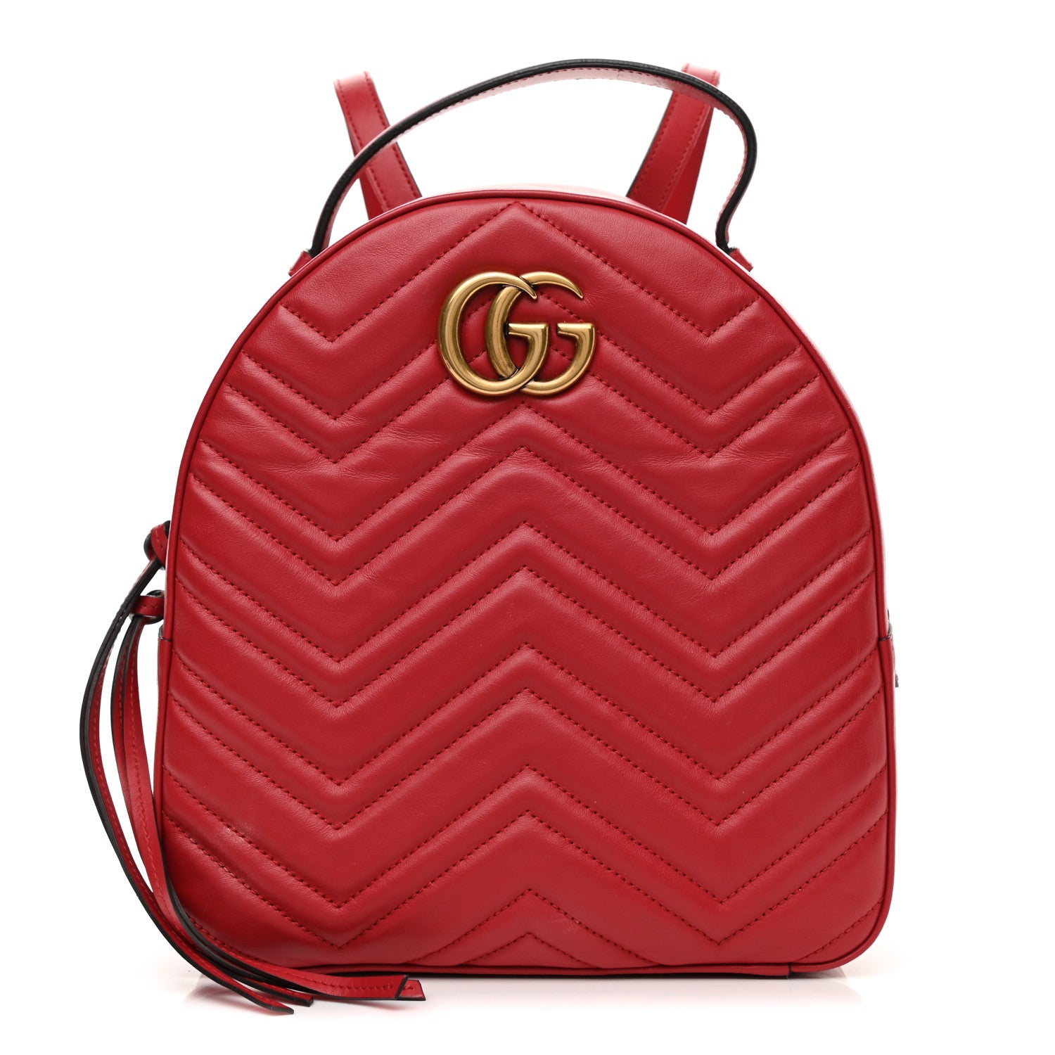 Gucci Calfskin Matelasse GG Marmont Dome Backpack Hibiscus Red 1 of 12