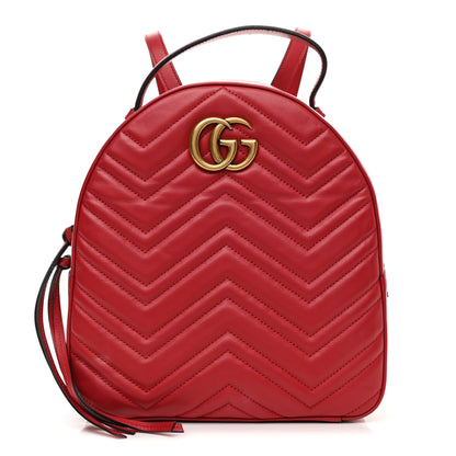 Gucci Calfskin Matelasse GG Marmont Dome Backpack Hibiscus Red 1 of 12