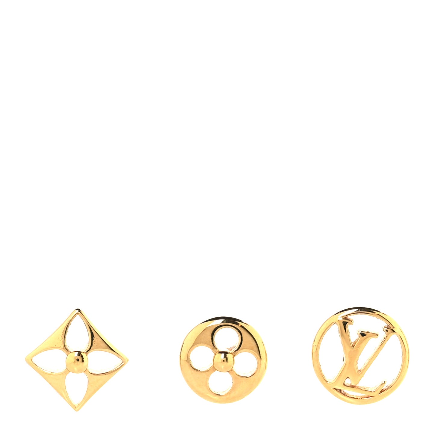 Metal Stud Earrings Set of 3 Gold
