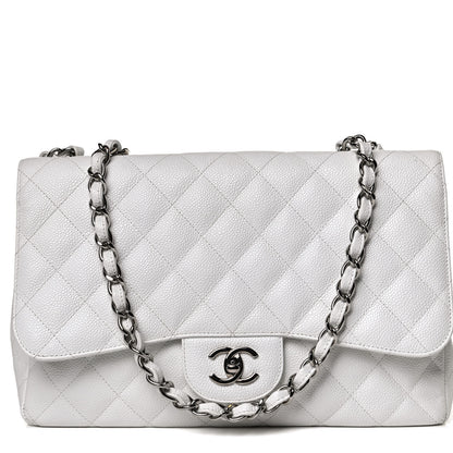 Chanel Caviar Quilted Jumbo Single Flap White 8 of 13