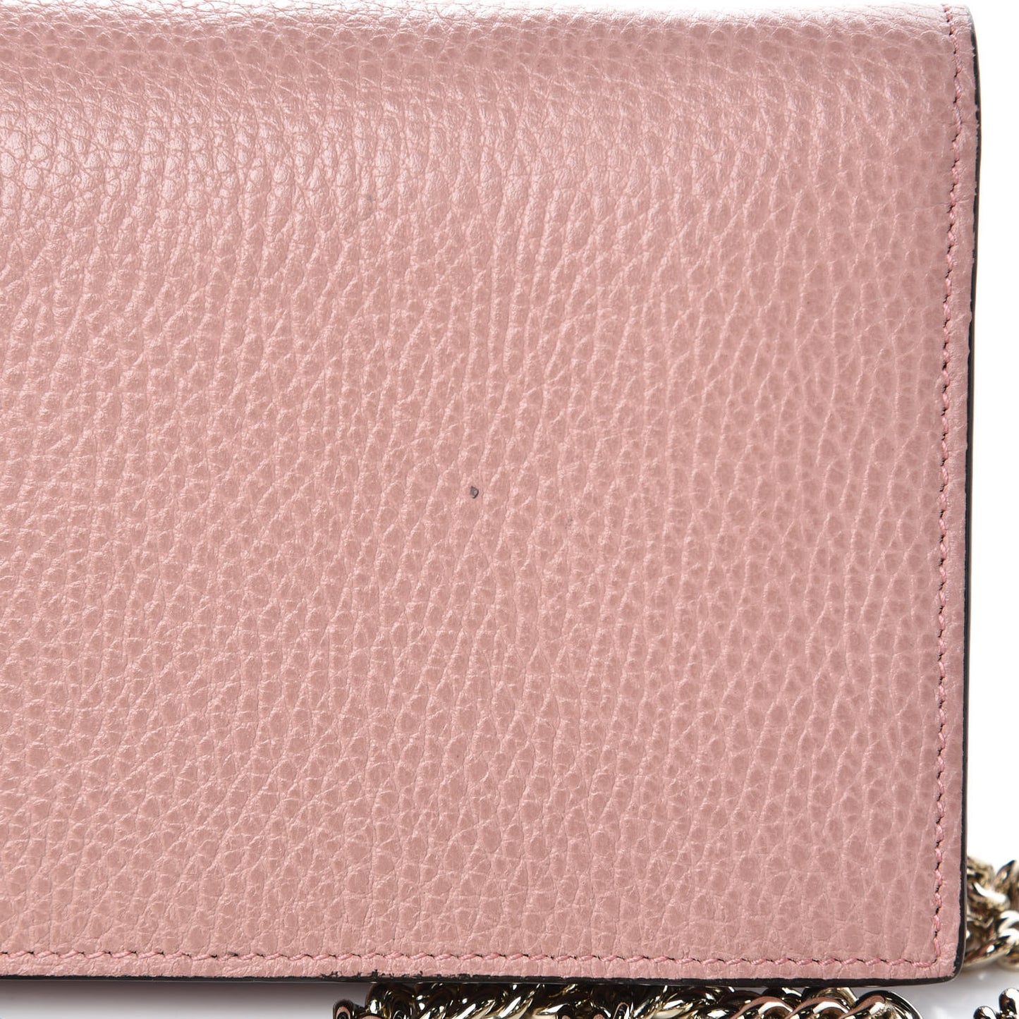 Dollar Calfskin Interlocking G Chain Wallet Soft Pink