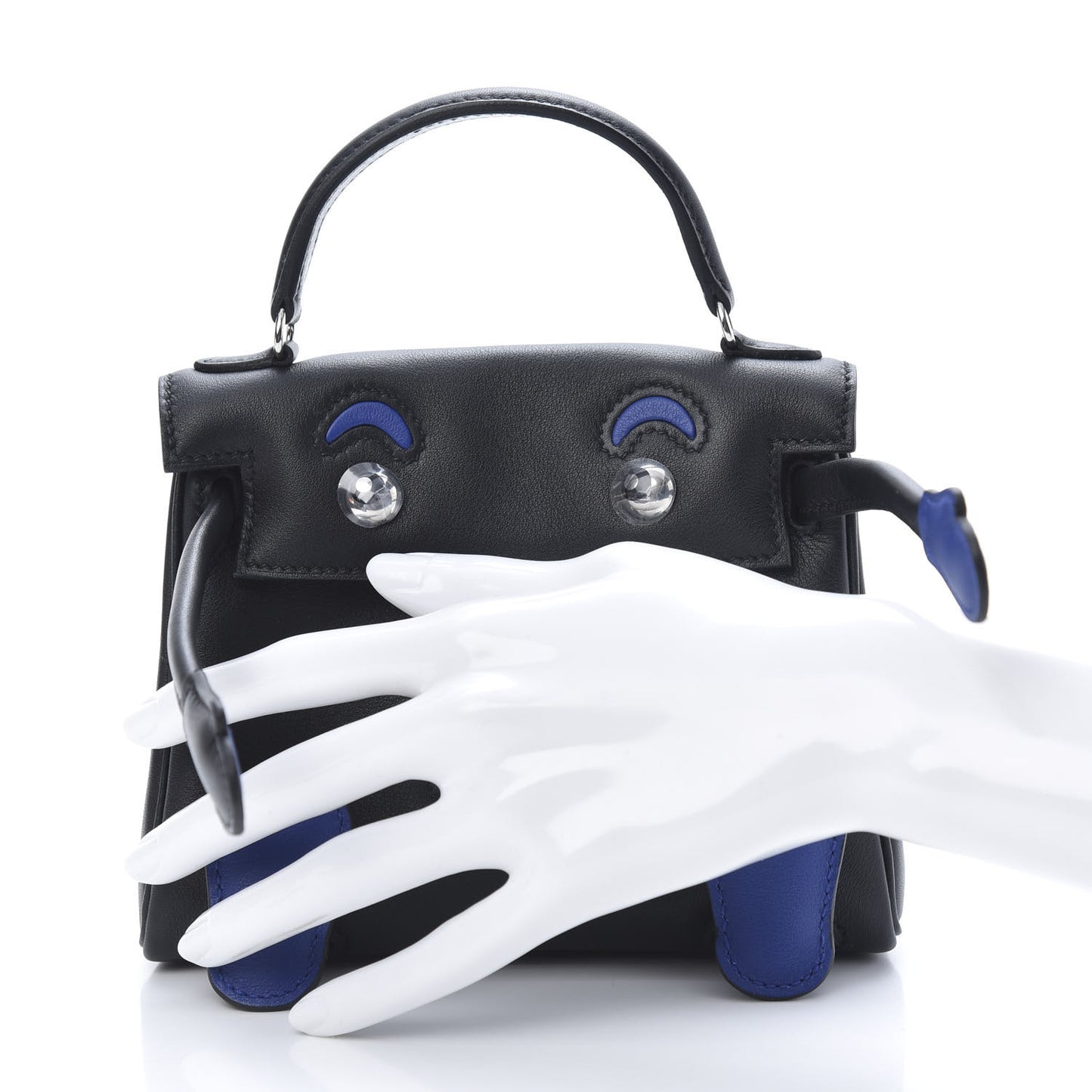 Swift Horseshoe Quelle Idole Kelly Doll Handbag Black Bleu Electrique