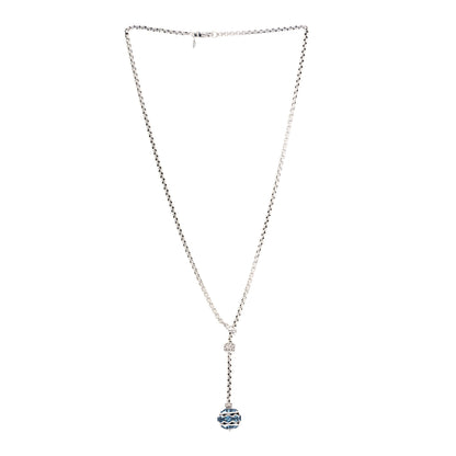 David Yurman Sterling Silver Diamond Blue Topaz Lariat Drop Necklace 2 of 5
